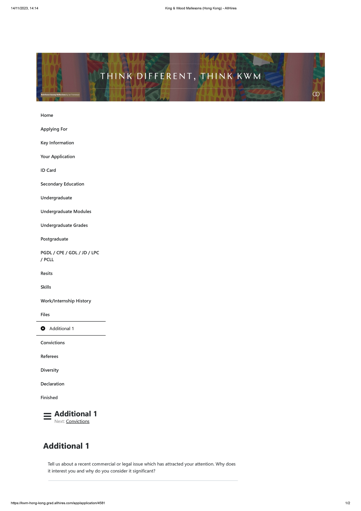 King & Wood Mallesons (Hong Kong) All Hires Application Questions