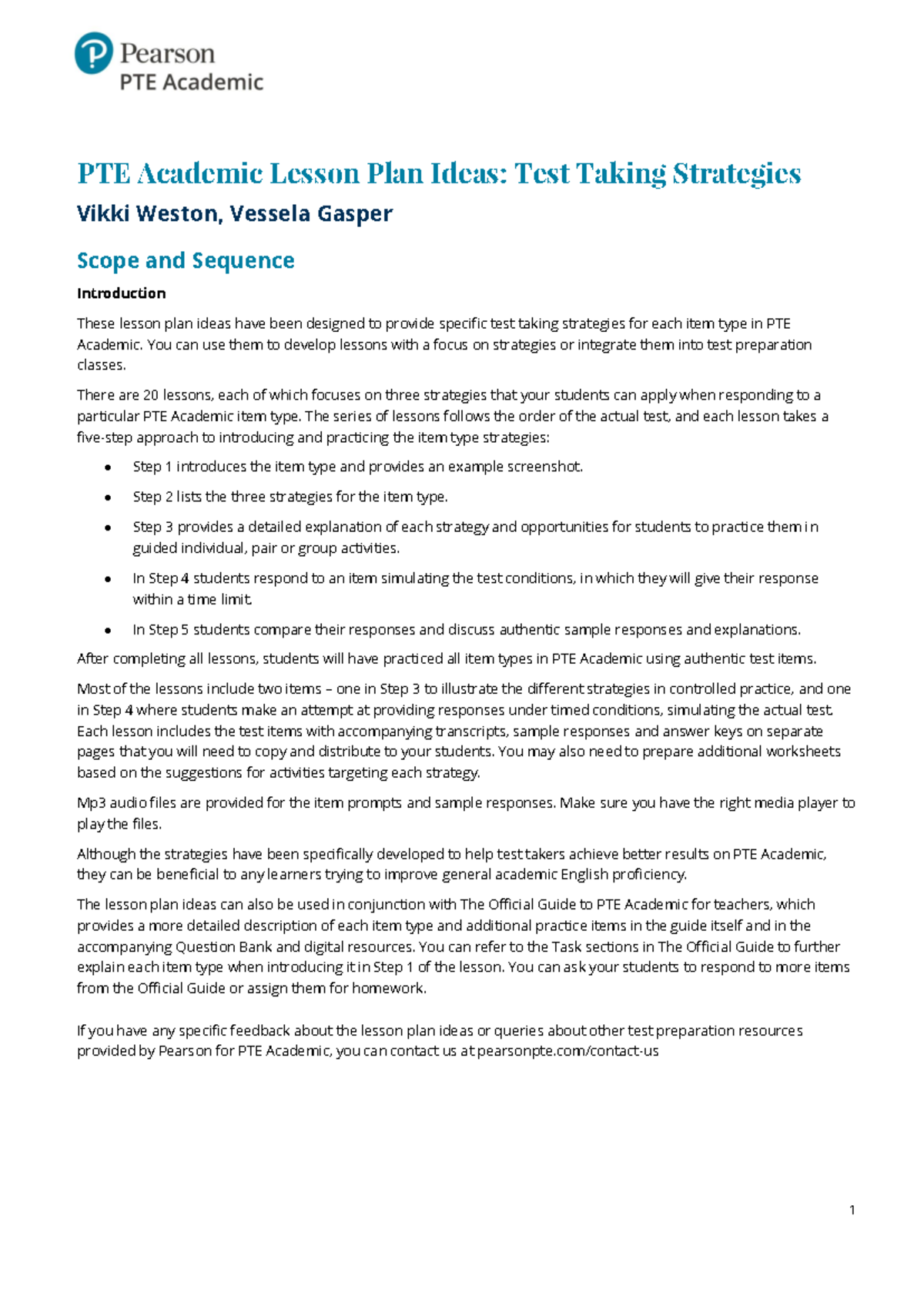 Scope PTEA Lessons Strategies updated - 1 PTE Academic Lesson Plan ...