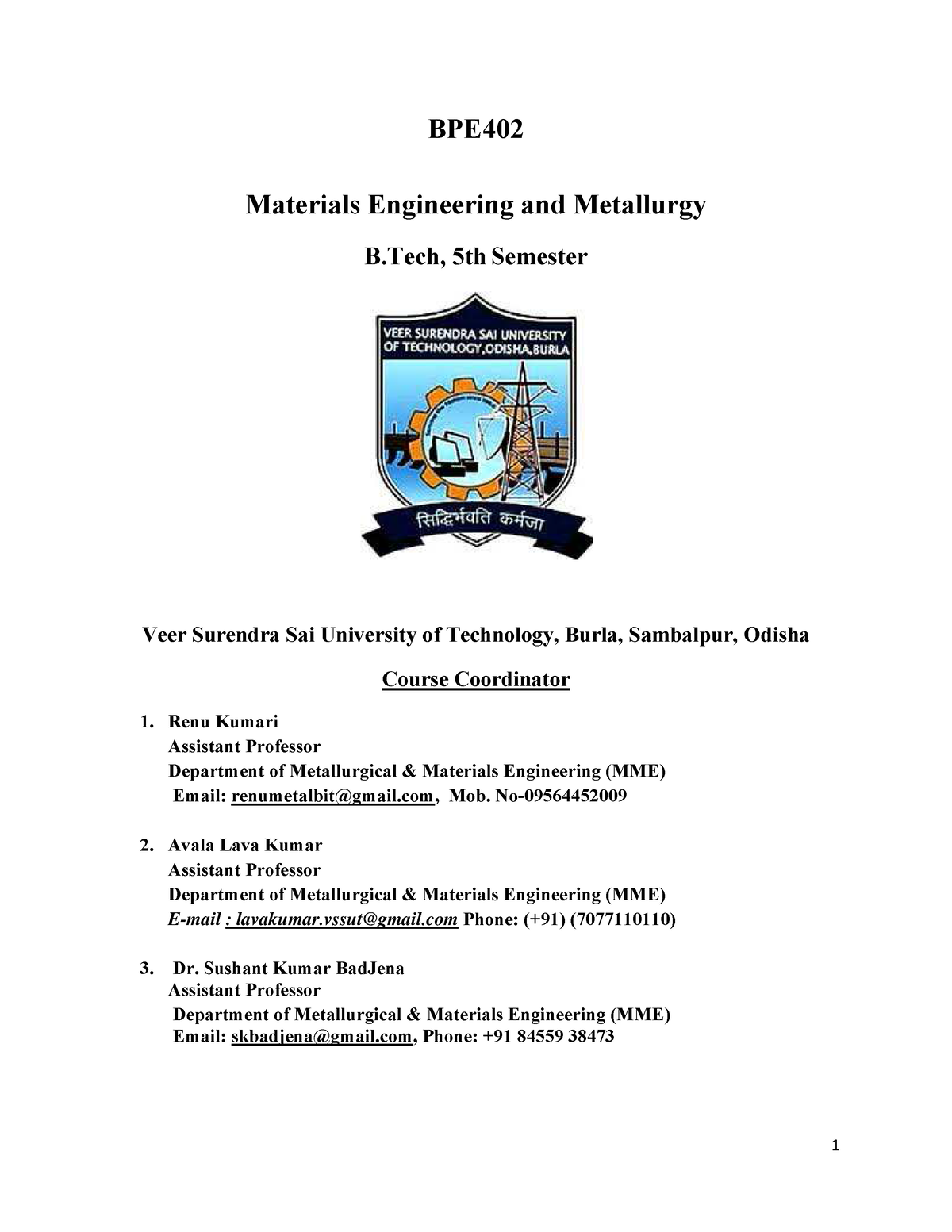 Material Engineering - BPE Materials Engineering And Metallurgy B, 5th ...