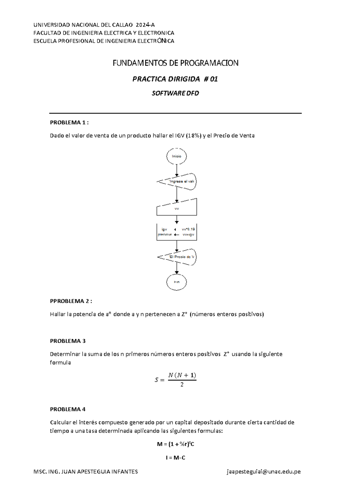 Practica 1 DE Fundamentos DE Programacion - MSC. ING. JUAN APESTEGUIA ...