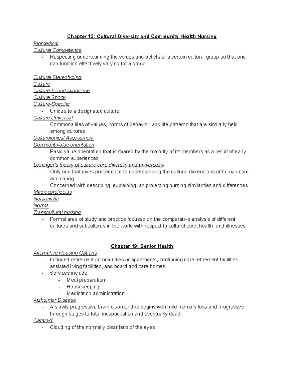 Exam 2 - notes - Chapter 13: Cultural Diversity and Community Health ...