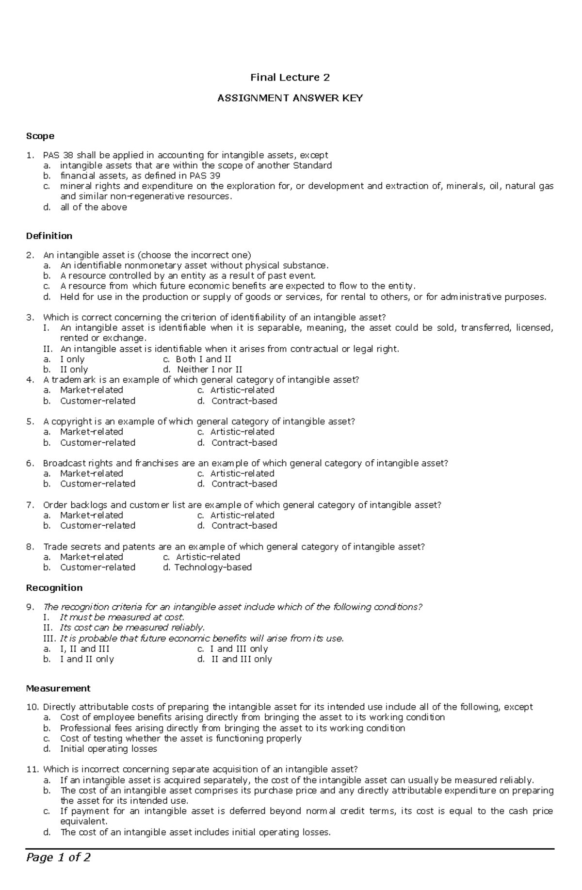 vanik assignment answer key