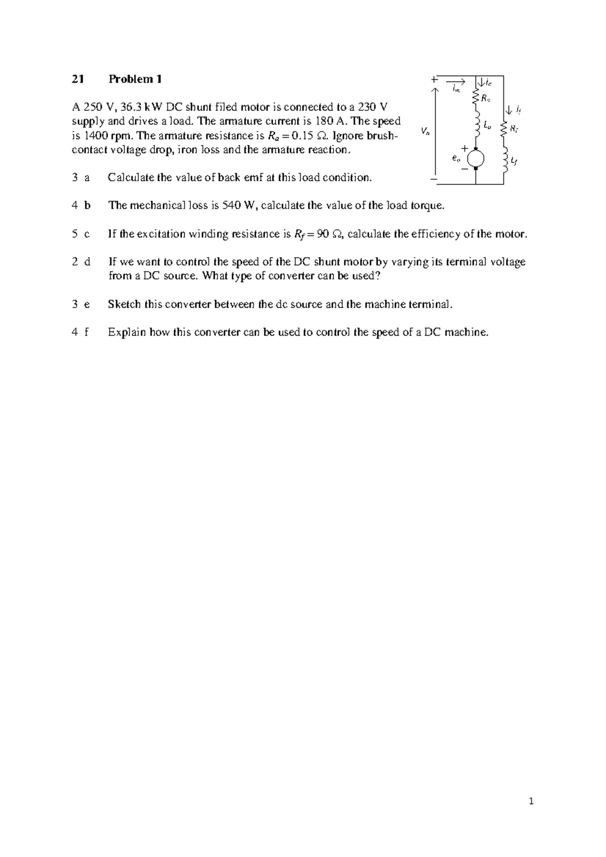 examples-exam-questions-21-problem-1-a-250-v-36-kw-dc-shunt-filed