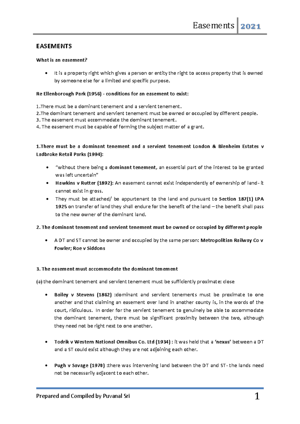 Easement - notes - EASEMENTS What is an easement? It is a property ...