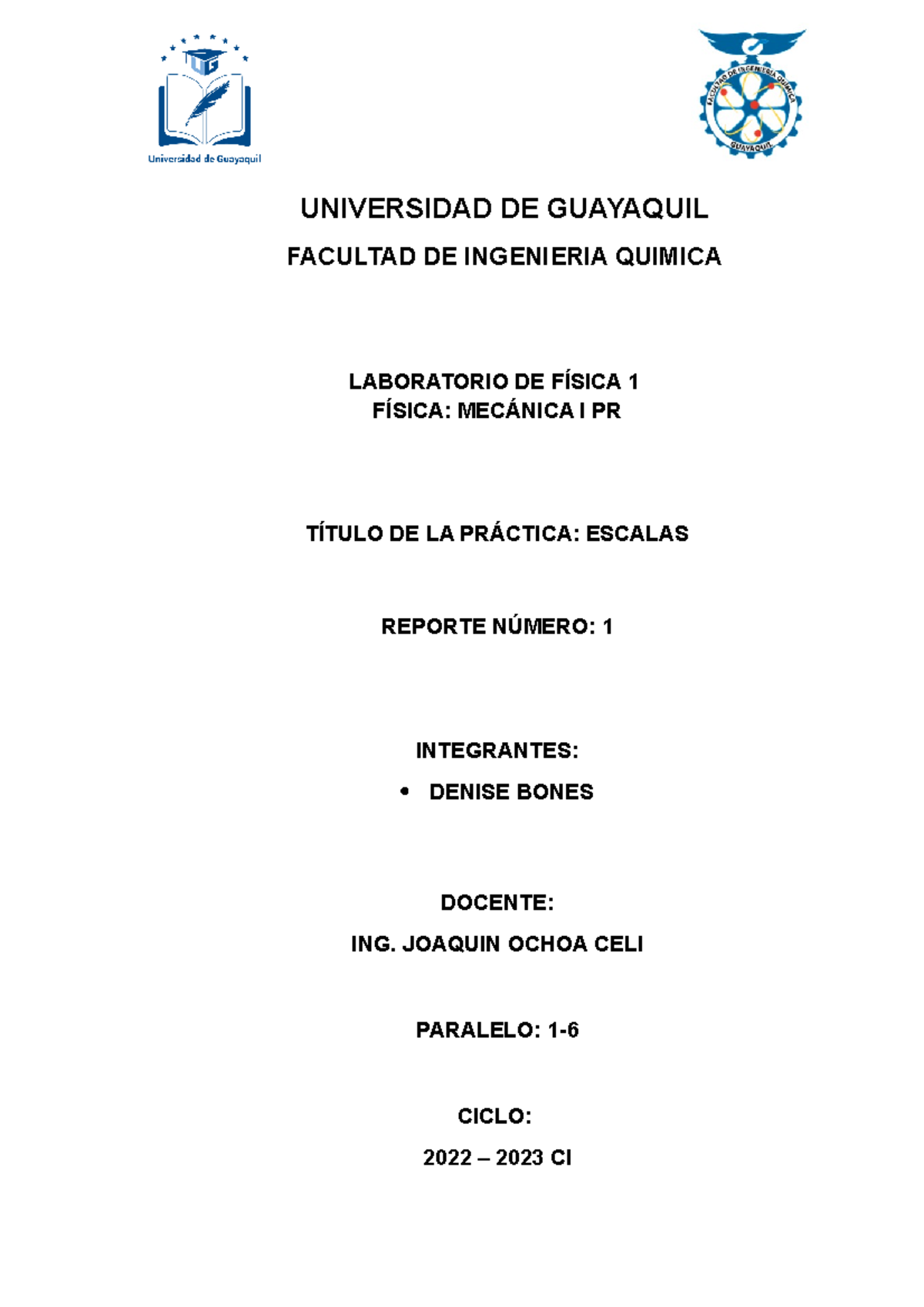 Formato De Reporte Universidad De Guayaquil Facultad De Ingenieria