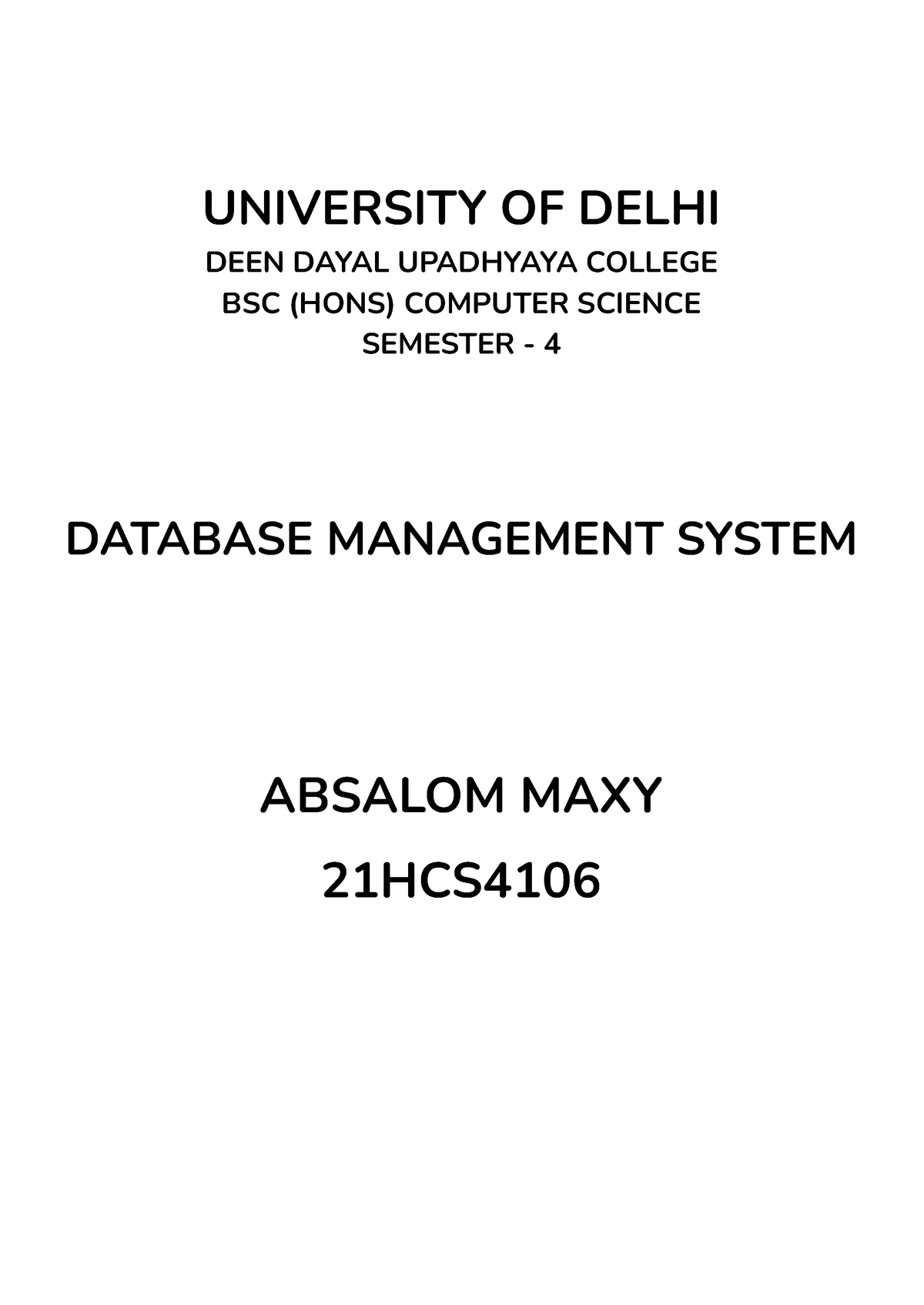 database management system assignment