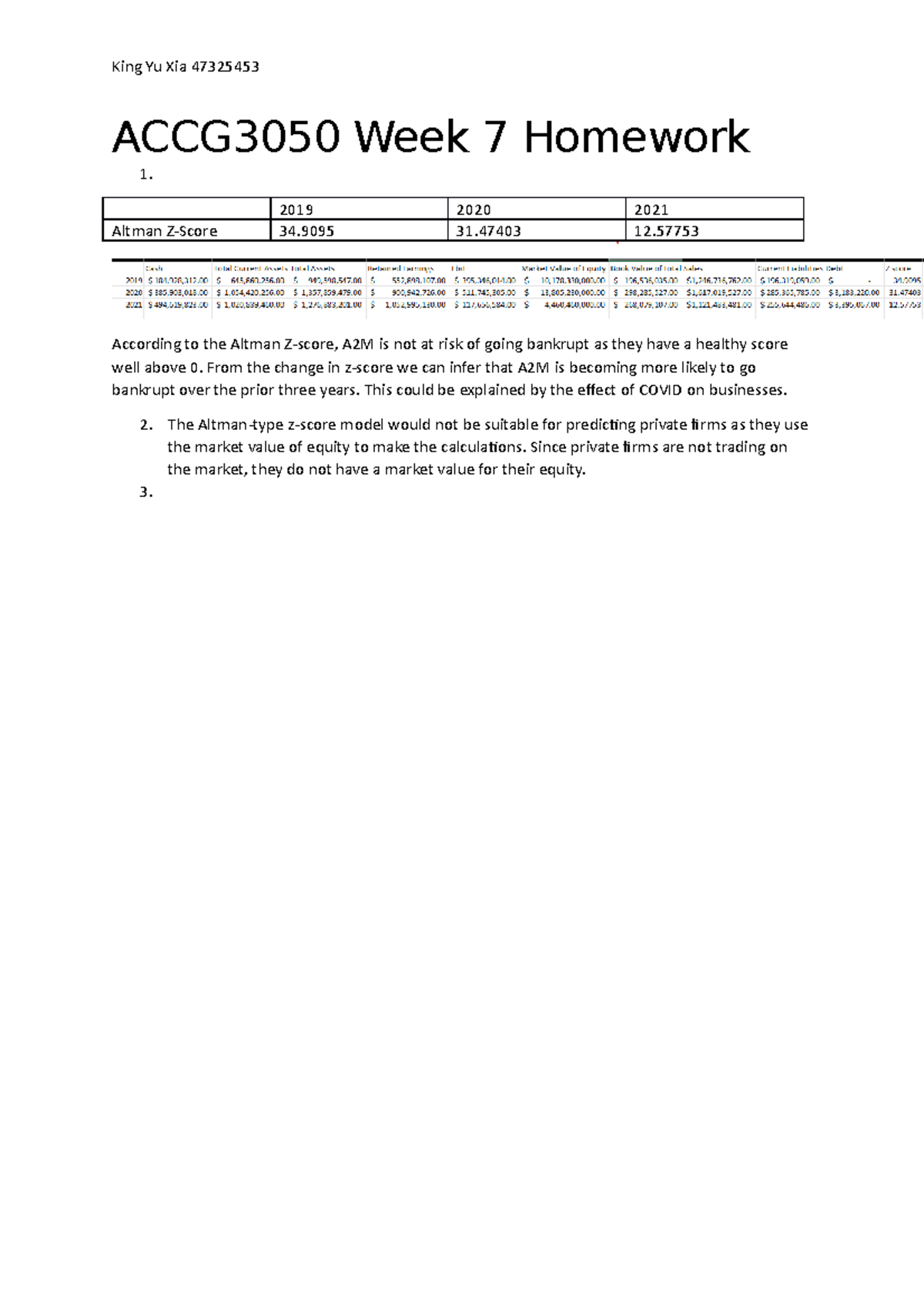 ACCG3050 Week 7 Homework - King Yu Xia 47325453 ACCG3050 Week 7 ...