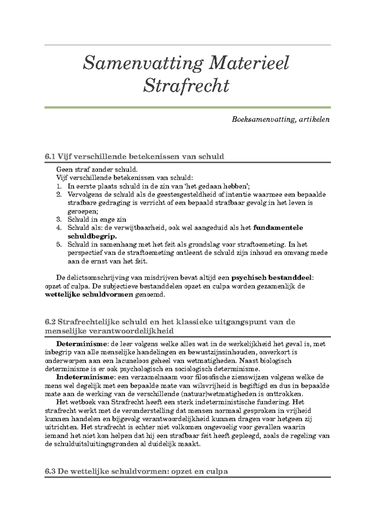 Samenvatting Materieel Strafrecht - Samenvatting Materieel Strafrecht ...