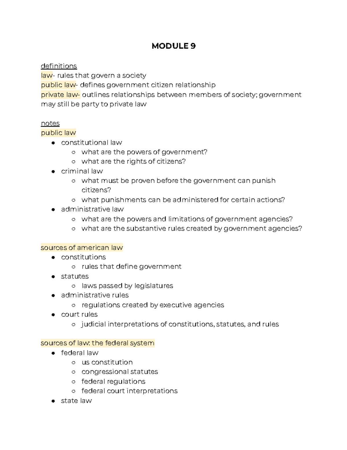 american agencies law MODULE 9 definitions law rules that govern a