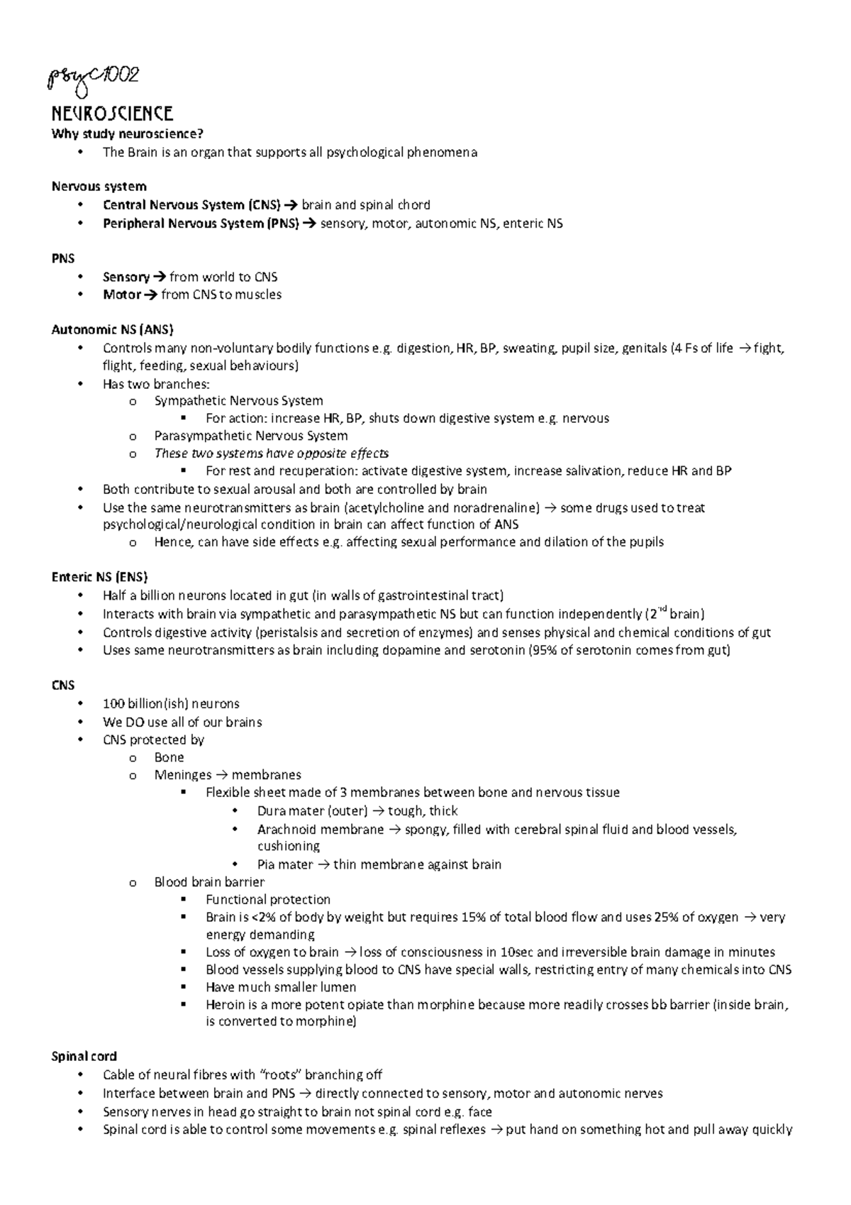 High distinction psyc1002 notes - PSYC Neuroscience Why study ...