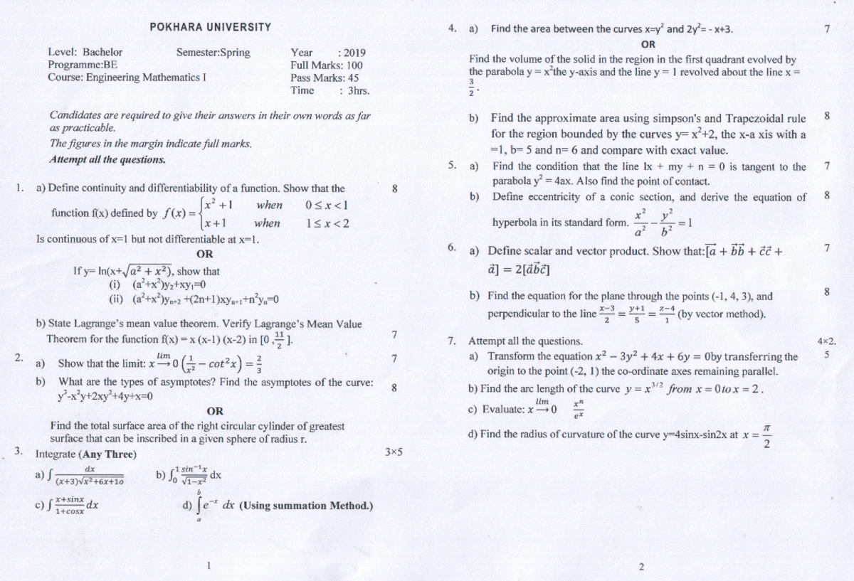 Math-19-Spring - model question - Syllabus of Calculus I 2022 - Studocu