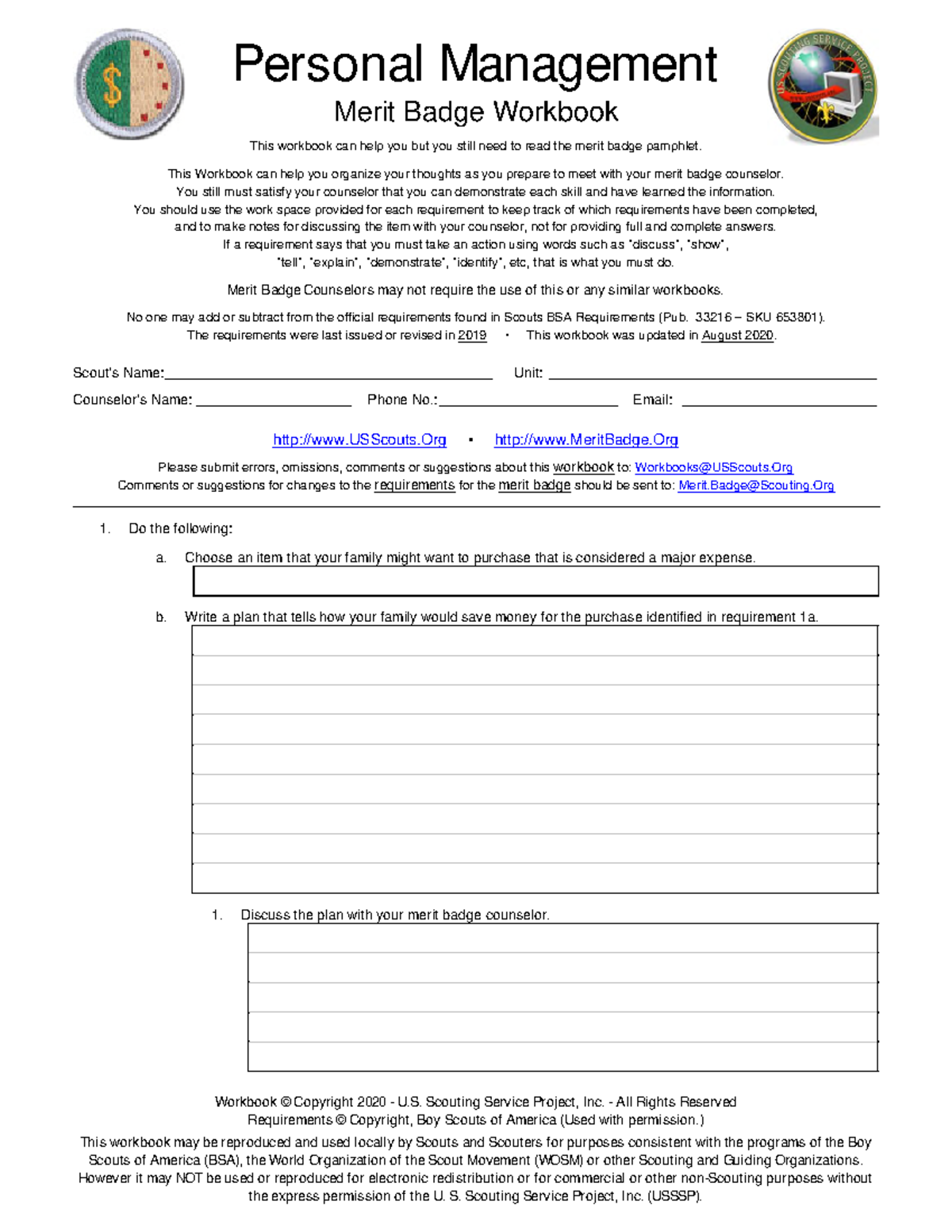 Personal-Management - njjigo;hyiccugtxdt - Personal Management Merit Badge  Workbook This workbook - Studocu