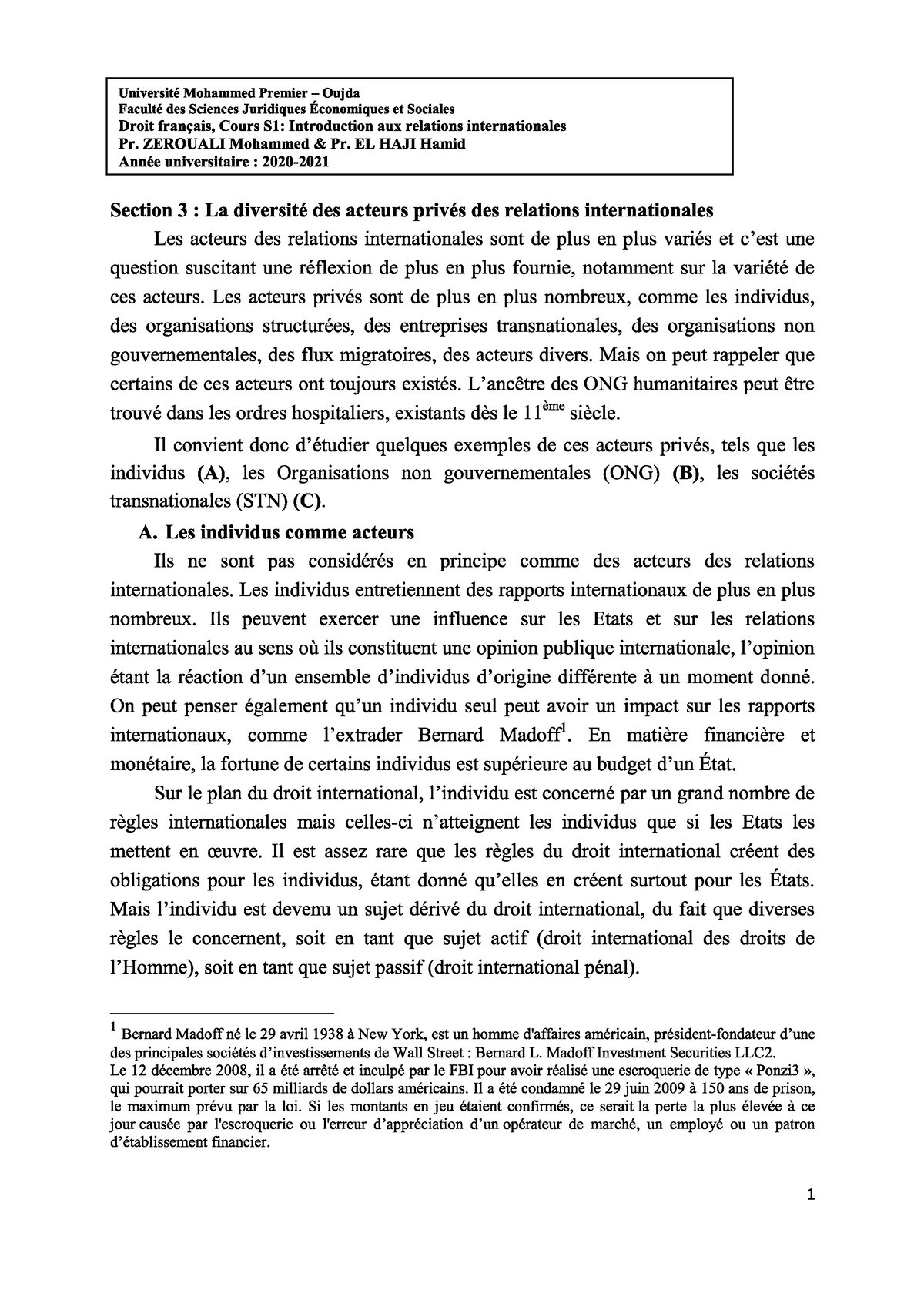 Relations internationales-Cours n° 8-Droit francais-S1 - droit francais ...