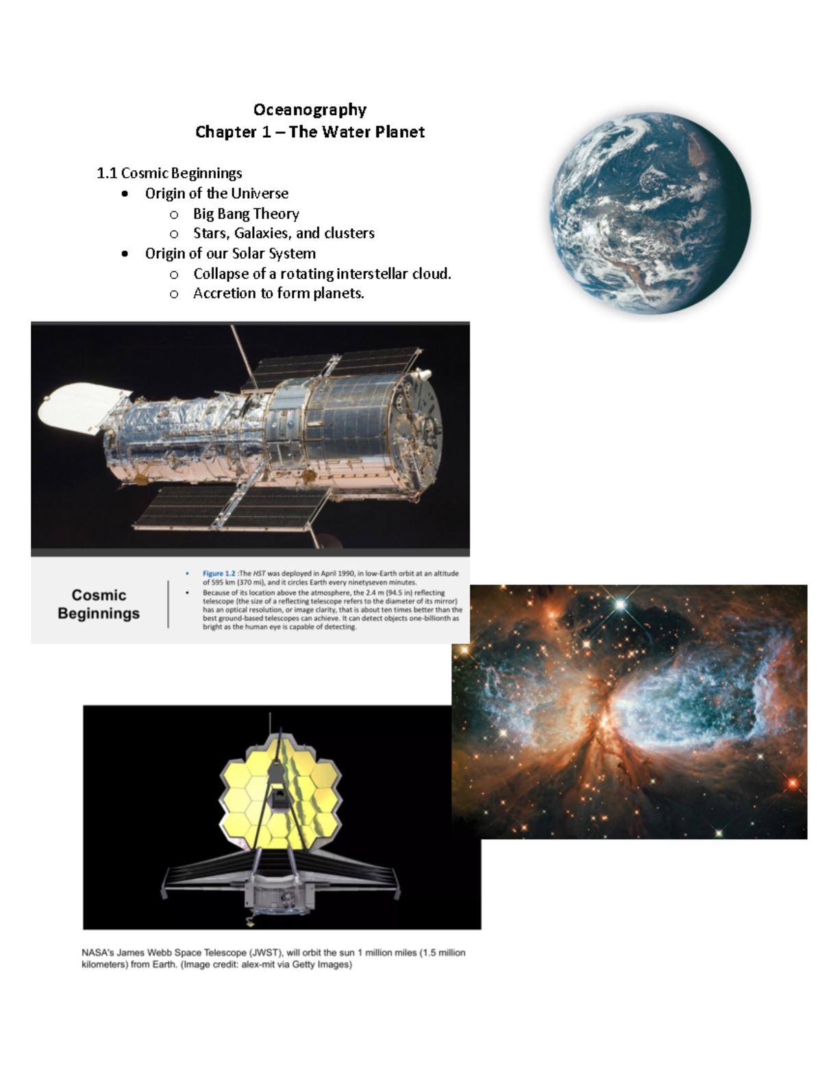 Oceanography - Chapter 1 - Oceanography Chapter 1 – The Water Planet 1 ...