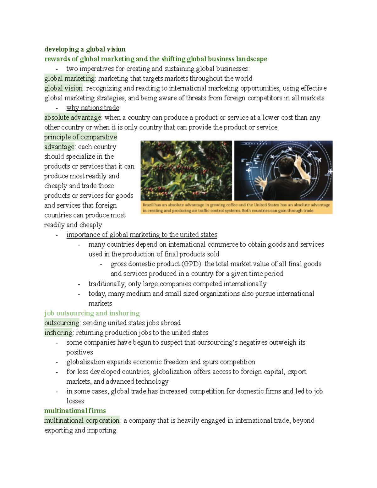 Mkt ch. 5 - chapter 5 lecture notes - developing a global vision ...