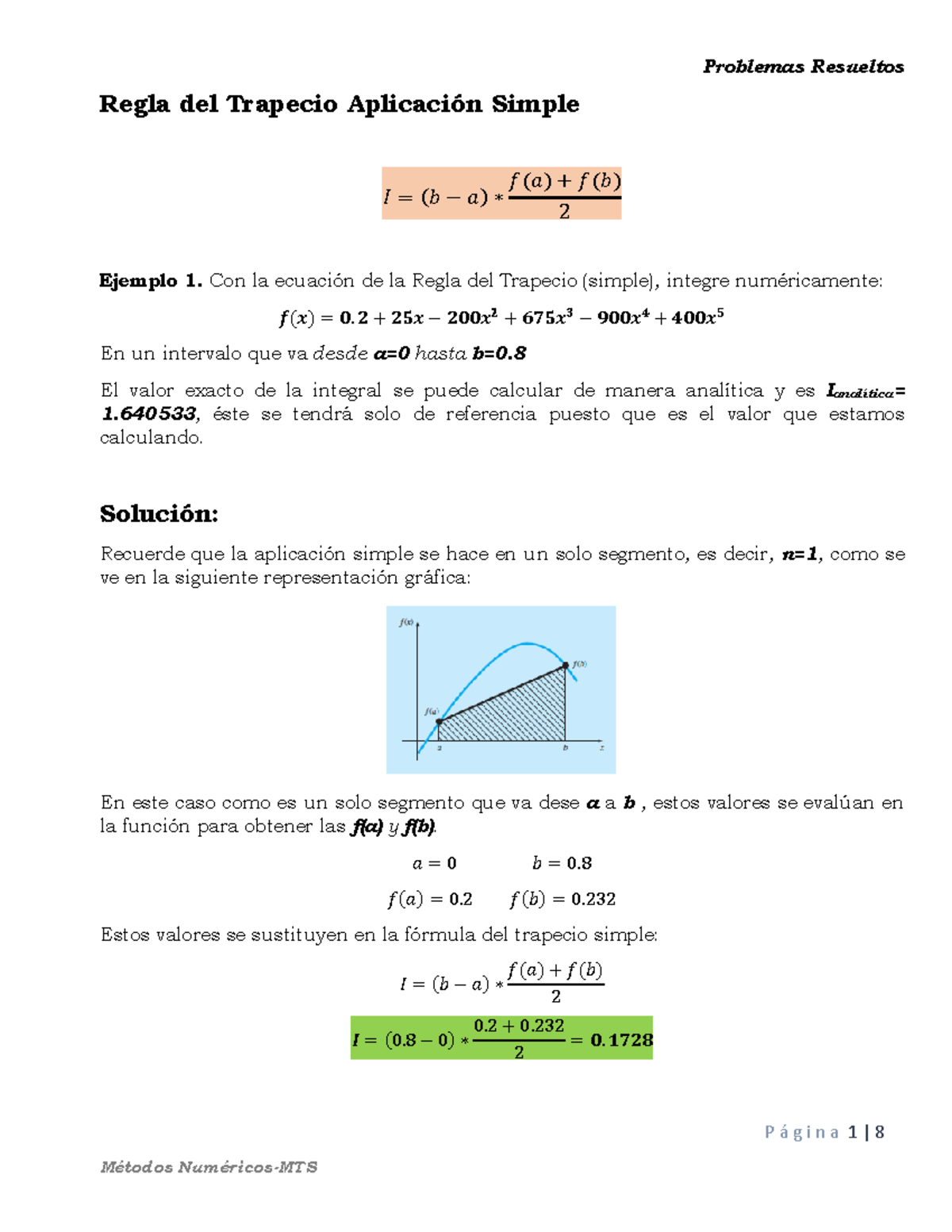 Problemas Resueltos Trapecio - P á G I N A 1 | 8 Regla Del Trapecio ...