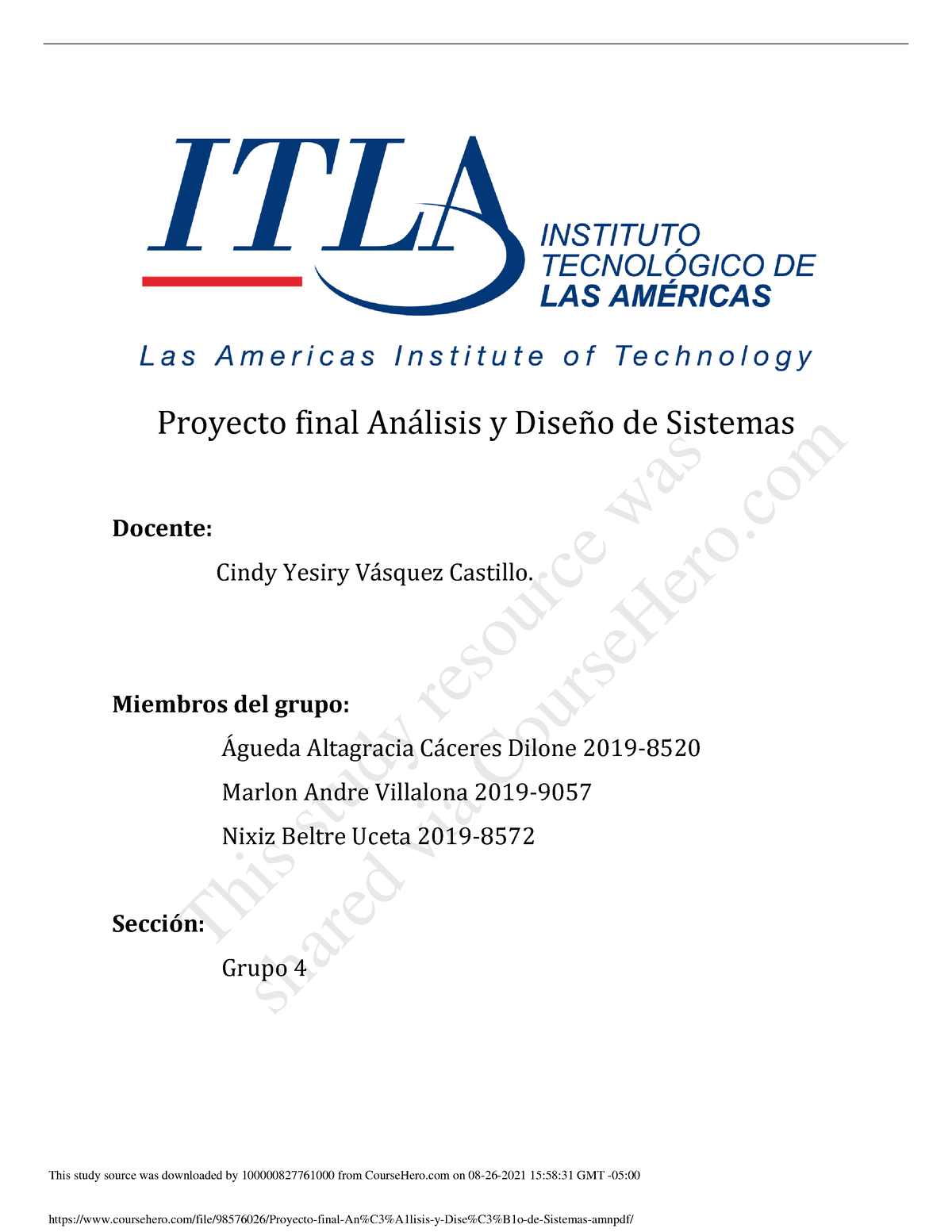 Proyecto Final An Lisis Y Dise O De Sistemas Amn - Proyecto Final An ...