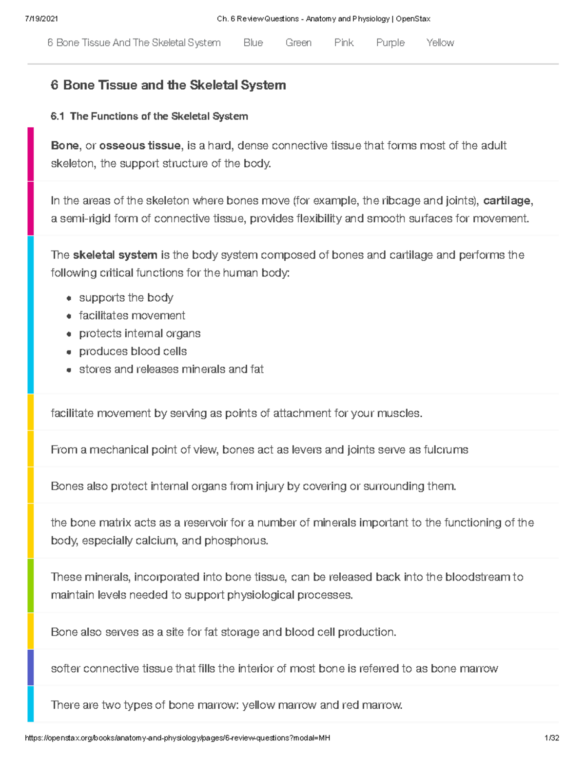 Ap1 Lec Ch 6 Bone Skeletal System Book Notes - 6 Bone Tissue And The ...