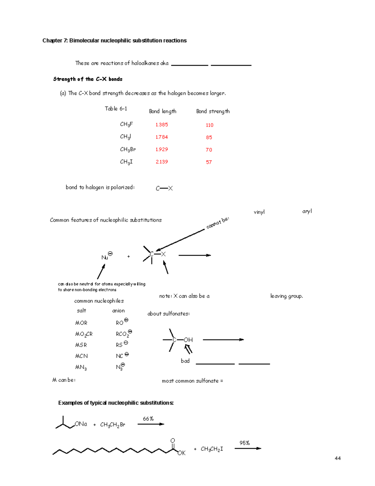 Lecture Ch 7-10 notes - Chapter 7: Bimolecular nucleophilic ...