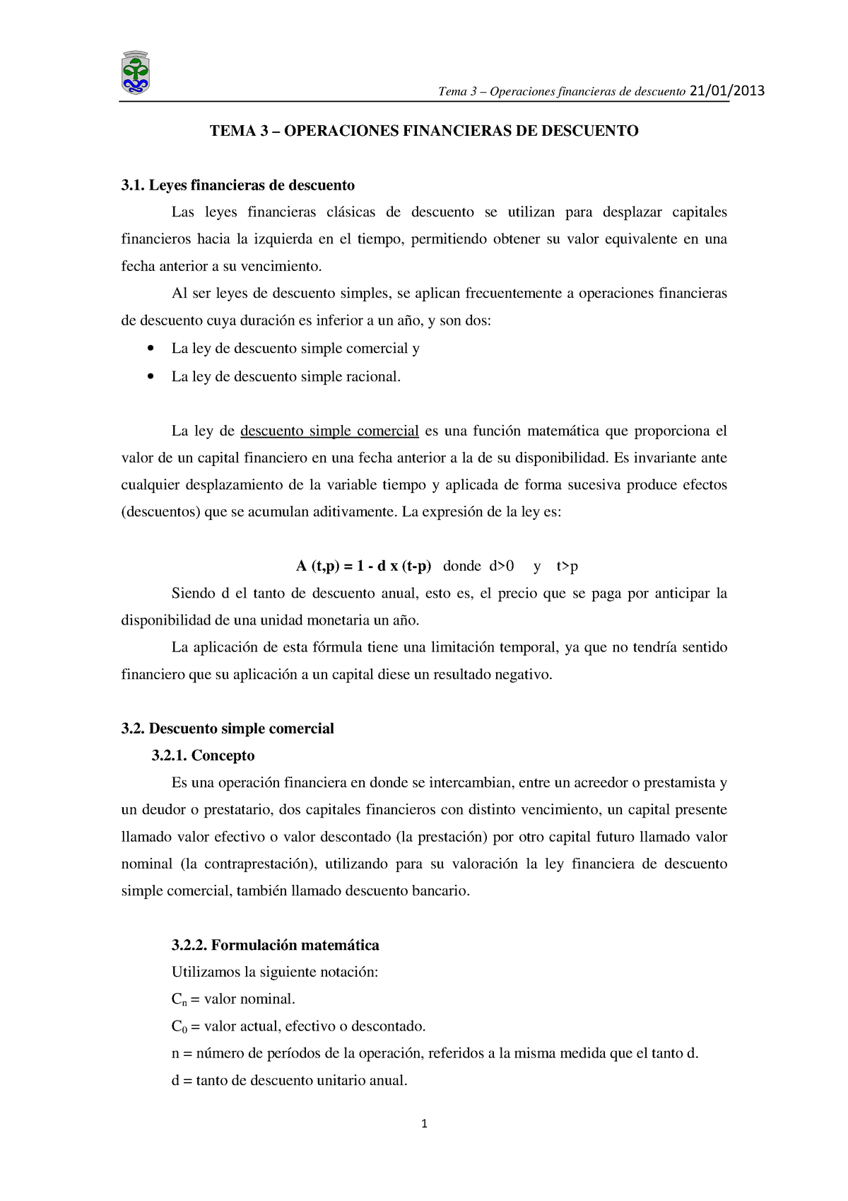 Tema 3 Operaciones Financieras De Descuento Faitic Studocu