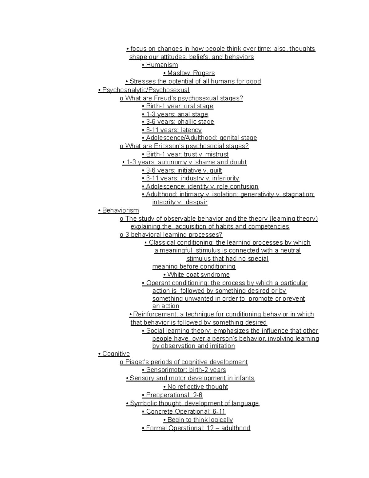 Life Span Development Final Study Guide-2 - focus on changes in how ...