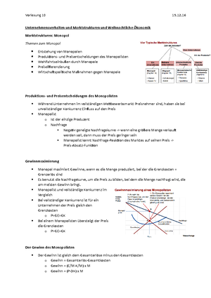 Vorlesung 10 - Zusammenfassung Einführung in die Volkswirtschaftslehre