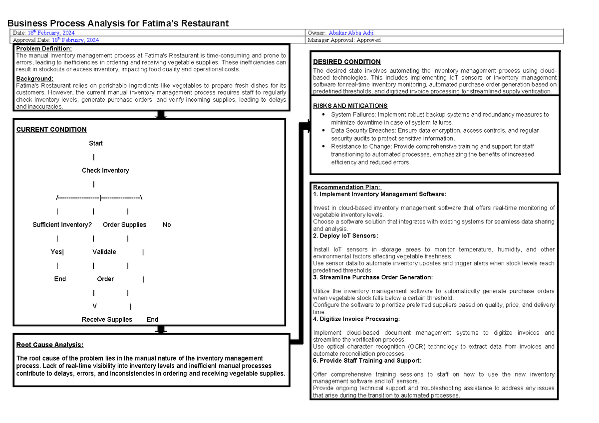 OPM 6090 Milestone 1 Bus Process Analysis by AAA - Business Process ...