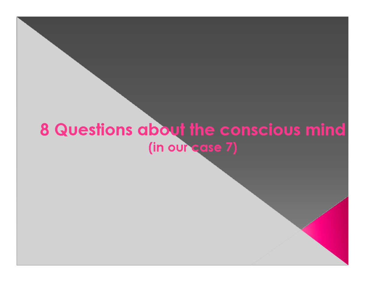 Crash course mind - Samenvatting Mind and Brain - 8 Questions about the