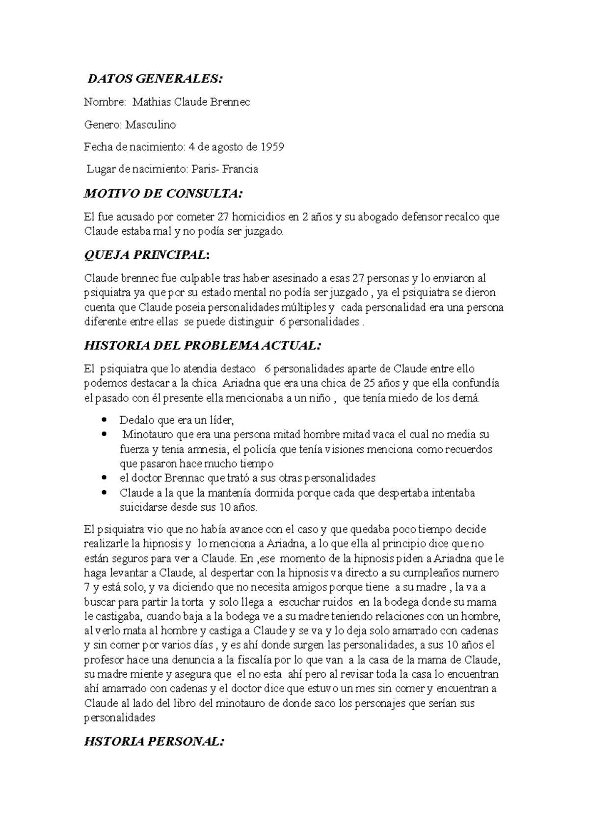 Datos Generales - DATOS GENERALES: Nombre: Mathias Claude Brennec ...