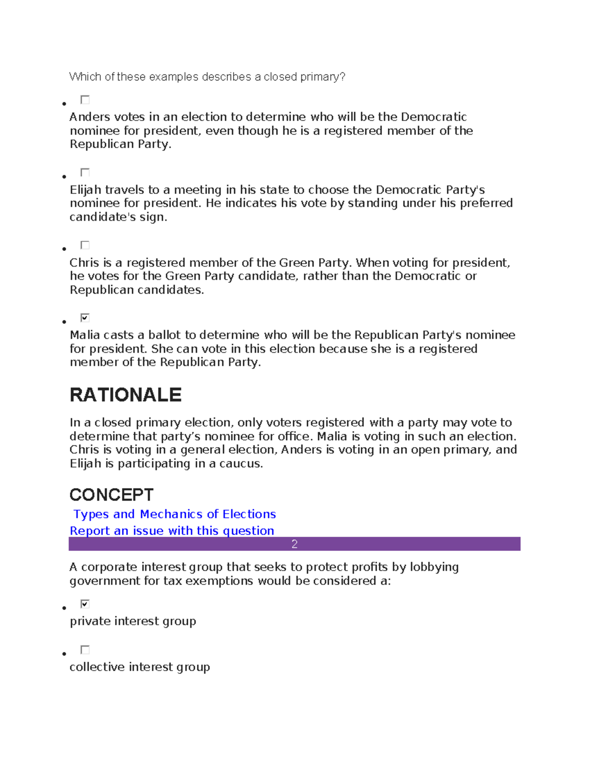 Milestone 3 government Which of these examples describes a closed