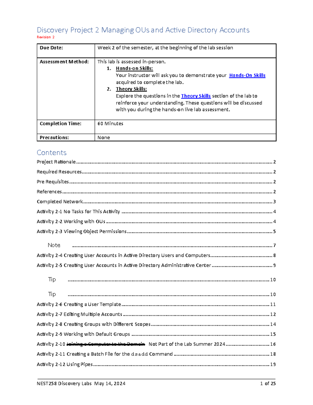 NET258 Discovery Project 2 - Managing OUs and Active Directory Accounts ...