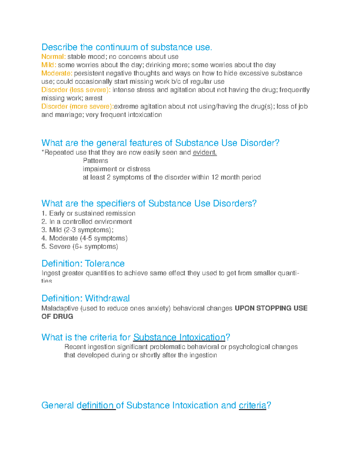 Abnormal Psych. Chapter 9: Substance Related Disorders - Describe the ...