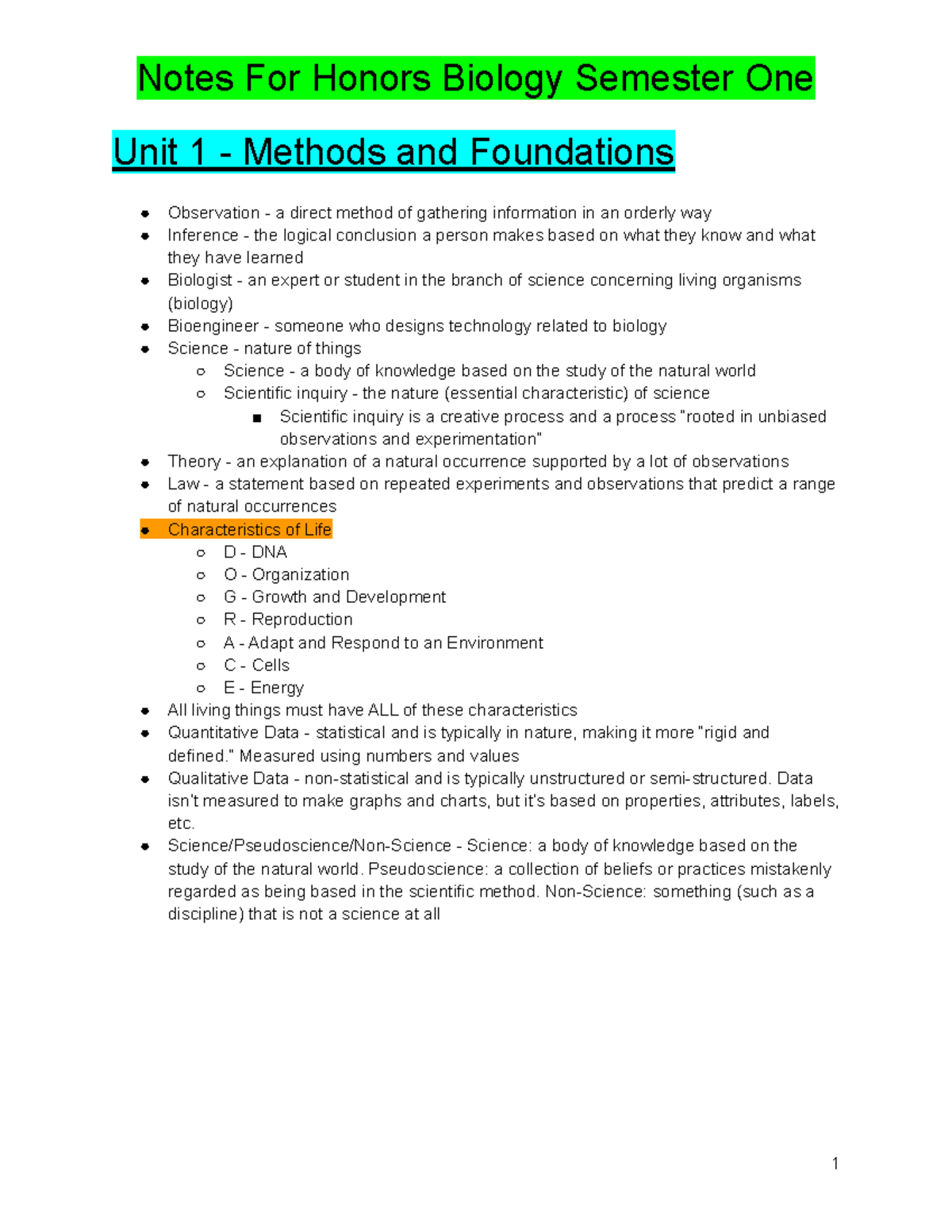 wm honors thesis biology