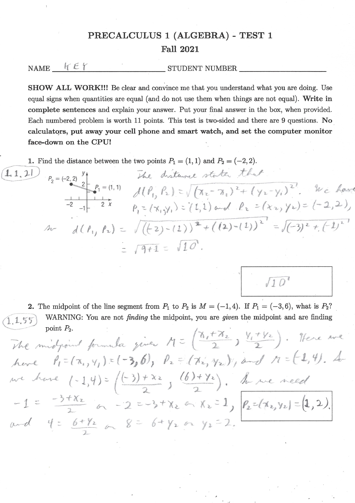 Test 1 Precalculus - MATH 105 - Studocu