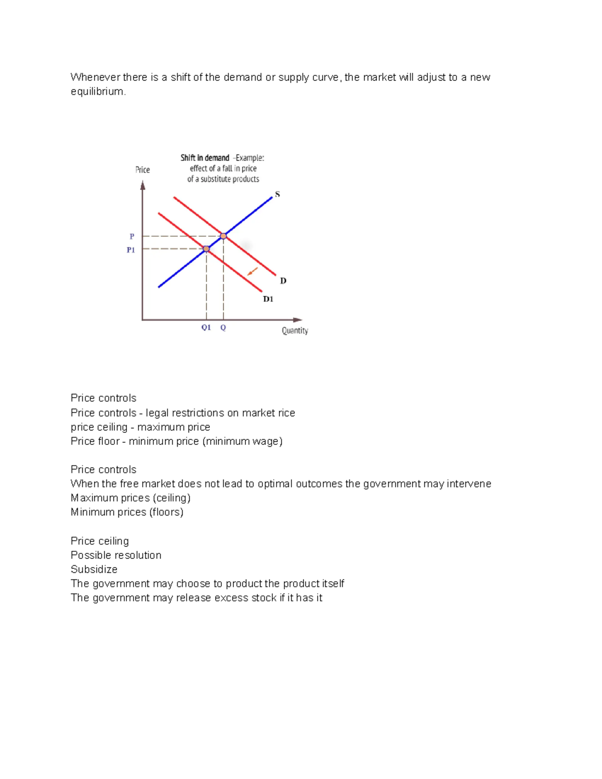 ECON Notes 10 4 23 - Whenever there is a shift of the demand or supply ...