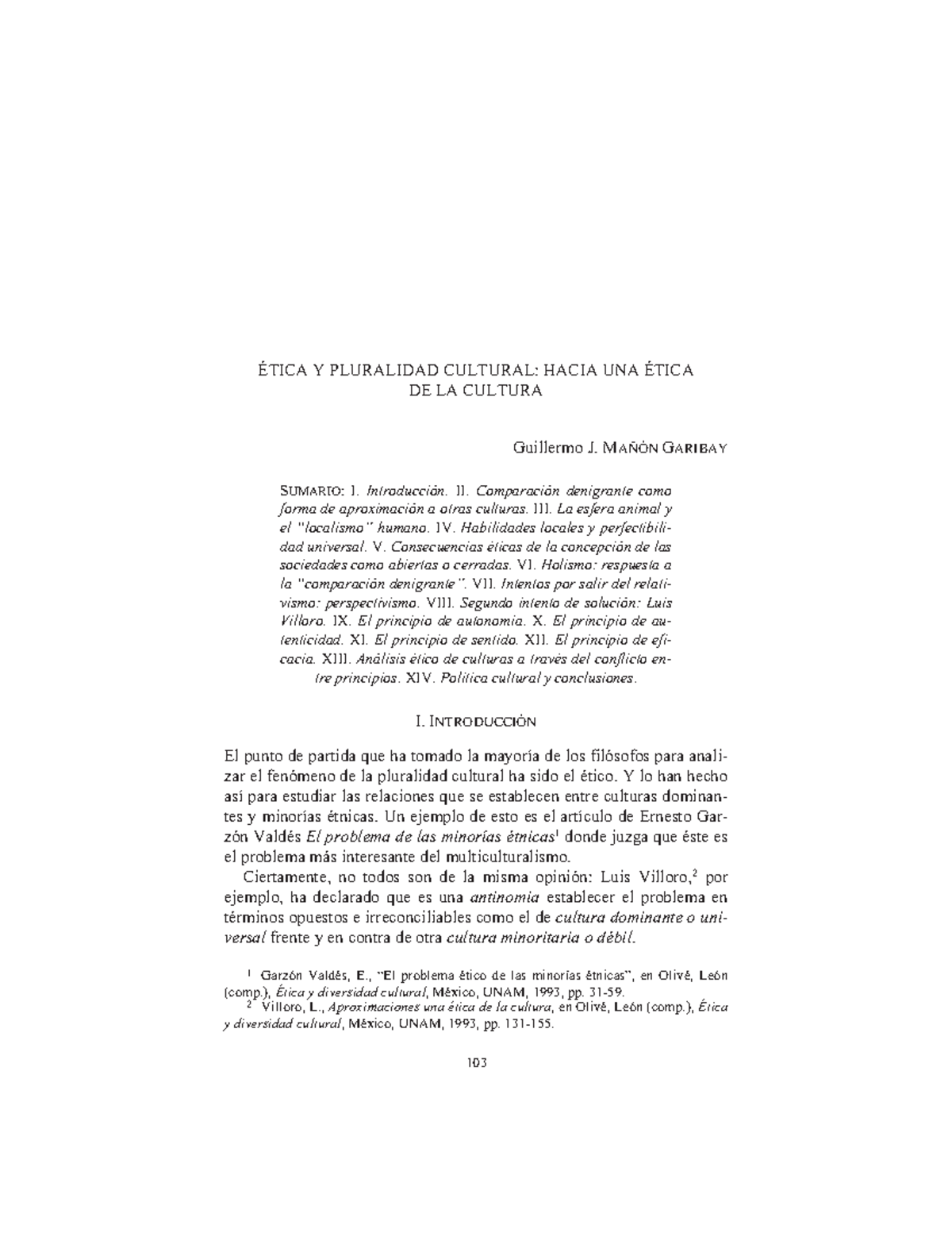 Etica y pluralidad cultural hacia una etica de la cultura - ÉTICA Y ...