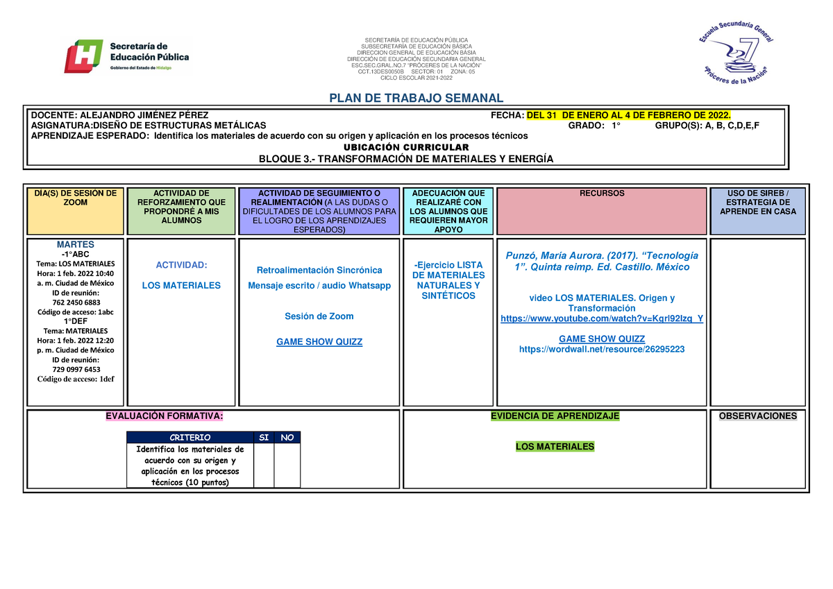 Plan aula híbrida PLAN PARA AULA HIBRIDO SECRETARÍA DE