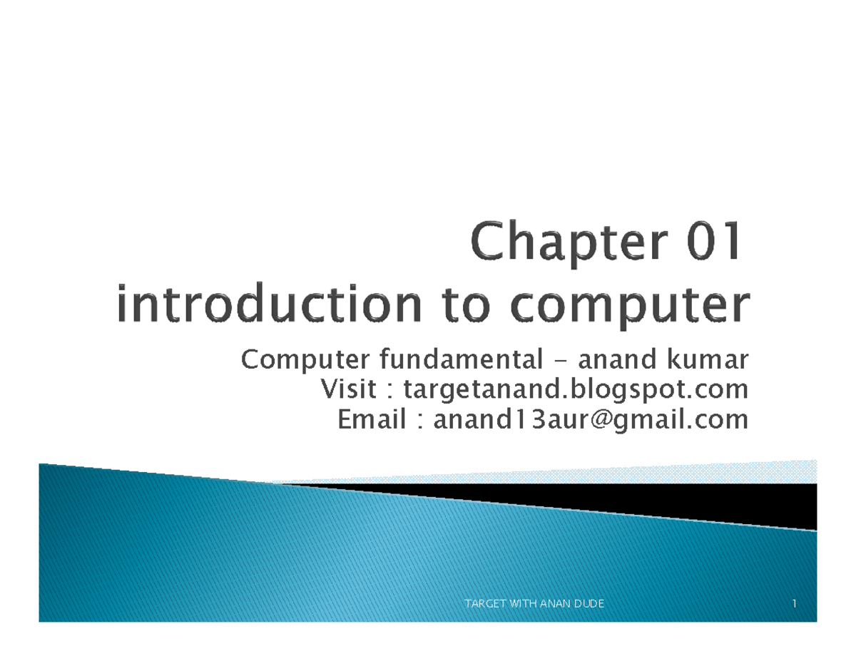 Introduction to computer - Computer fundamental - anand kumar Visit ...