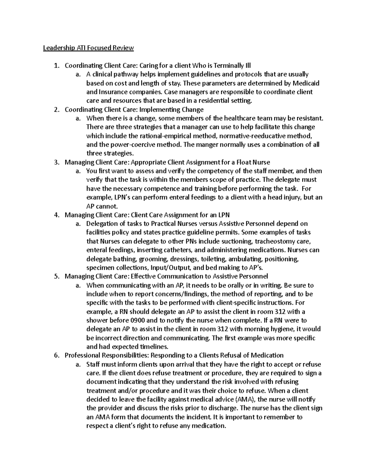 ATI Focused Review - Leadership ATI Focused Review Coordinating Client ...
