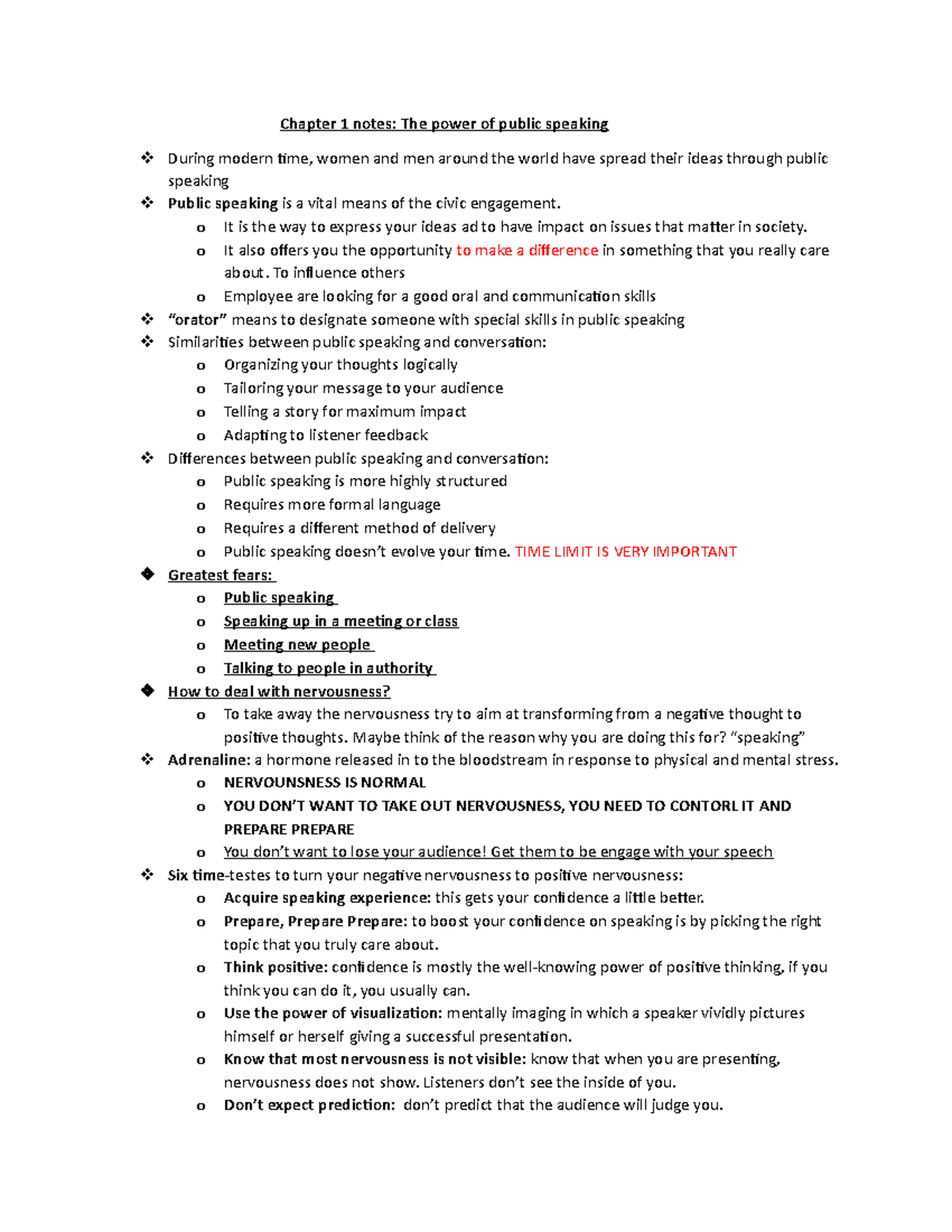 Chapter 1 notes nothing Chapter 1 notes The power of public speaking During modern time