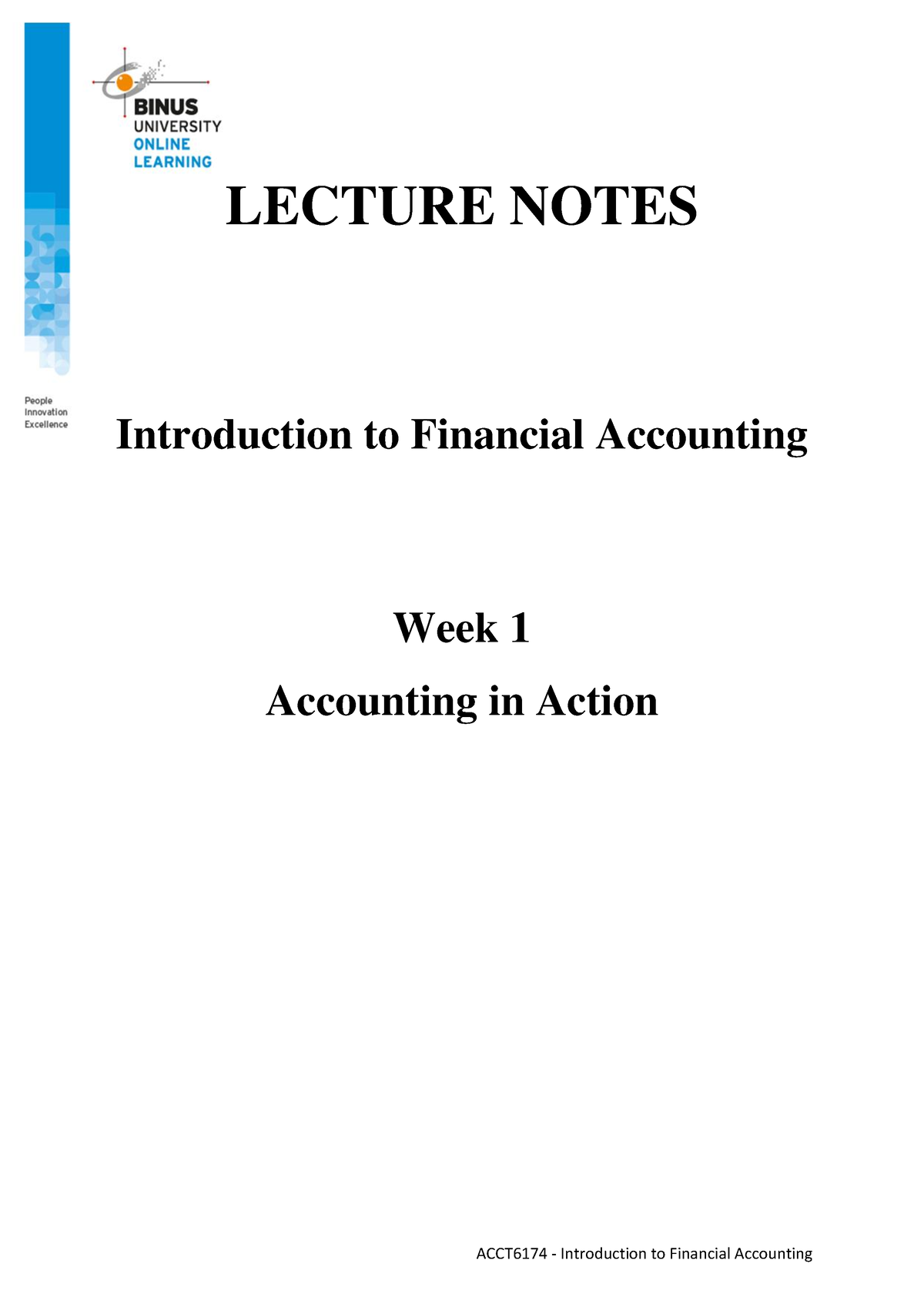 LN Week 1 Accounting In Action And The Recording Process - LECTURE ...