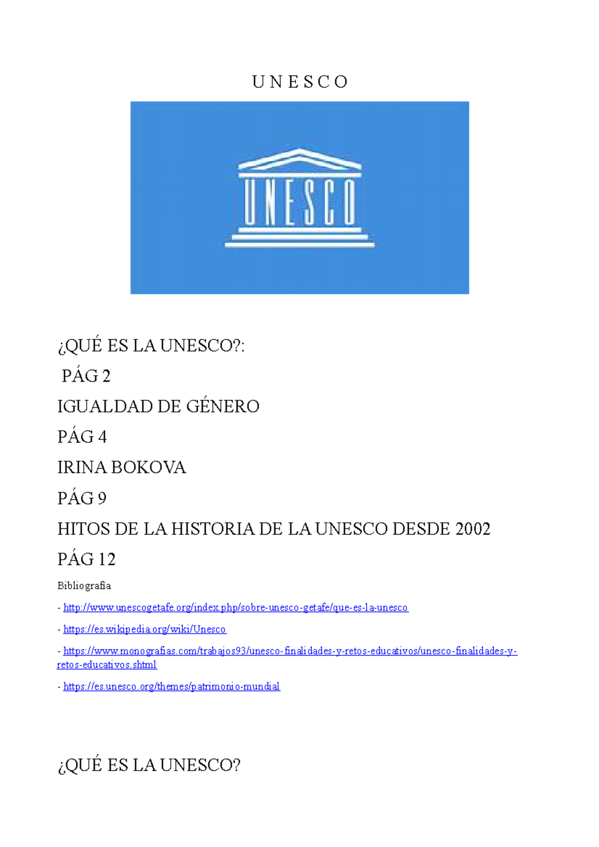 U N E S C O rtrabajo del profesor manhattan U N E S C O ¿QUÉ ES LA