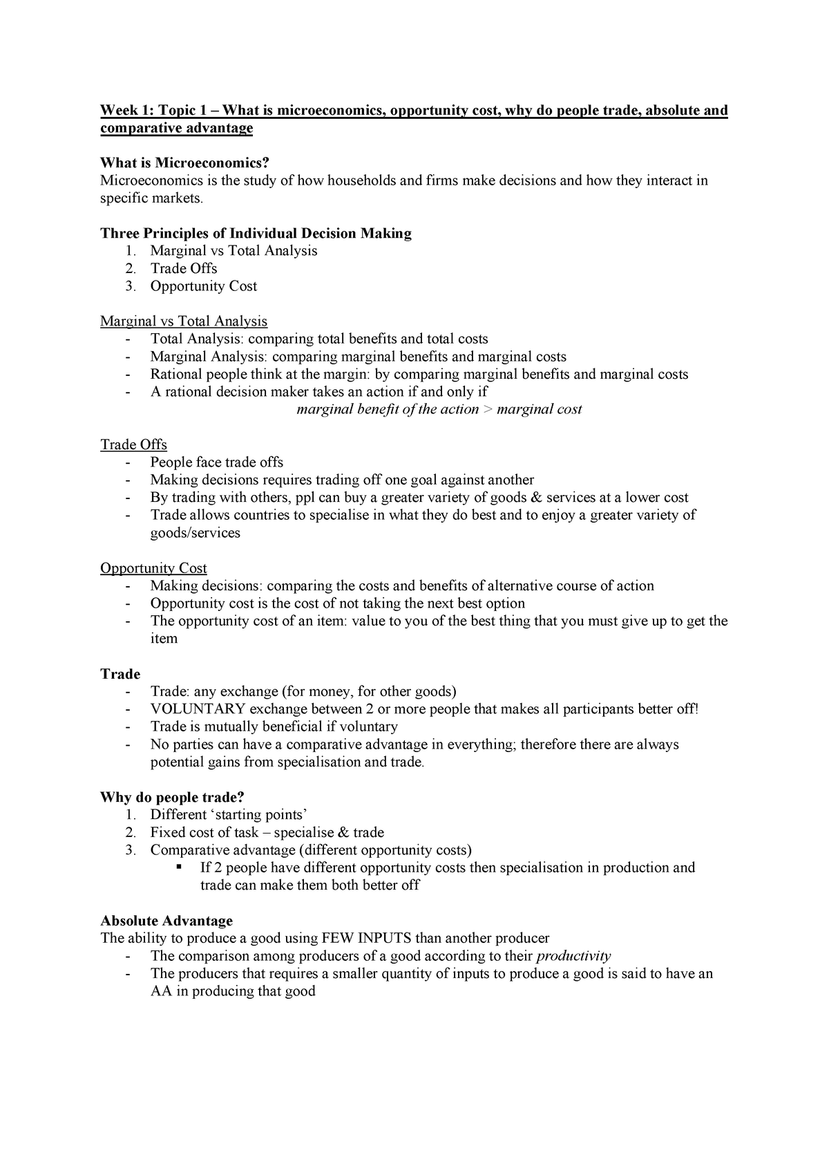 Summary - complete - exam revision - summary of all concepts - Week 1 ...