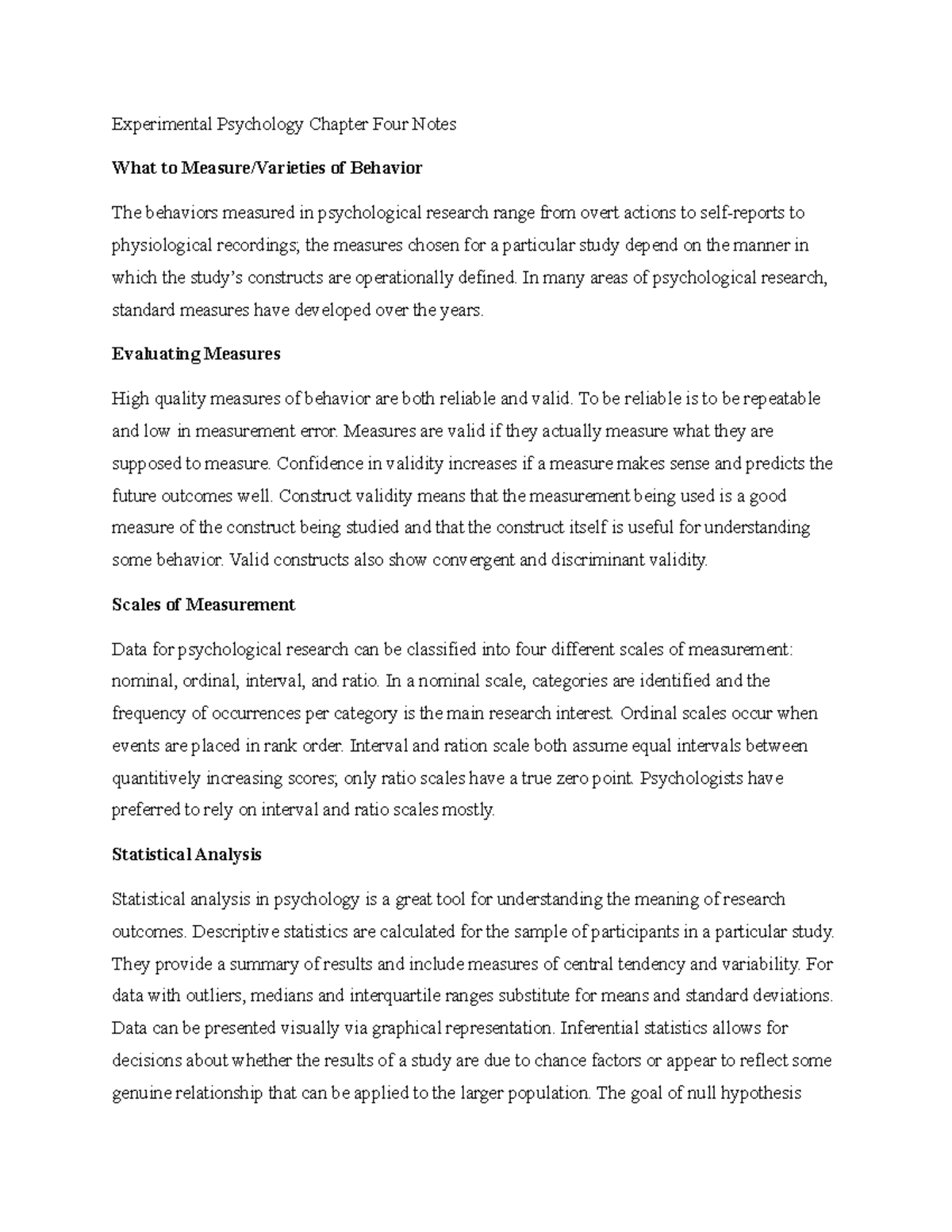 Experimental Psychology Chapter Four Notes - In Many Areas Of ...