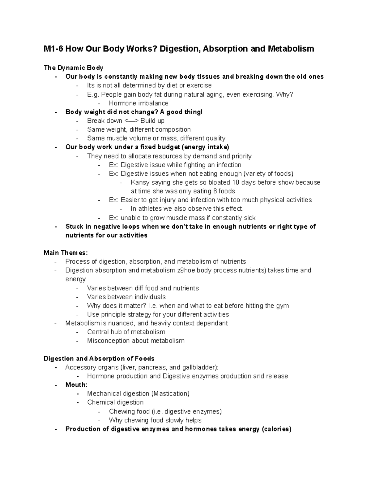 Nutri Sci Quiz 4 Notes Yirong Wang Spring Semester M16 How Our