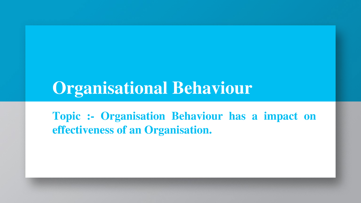 research topics in organisational behaviour