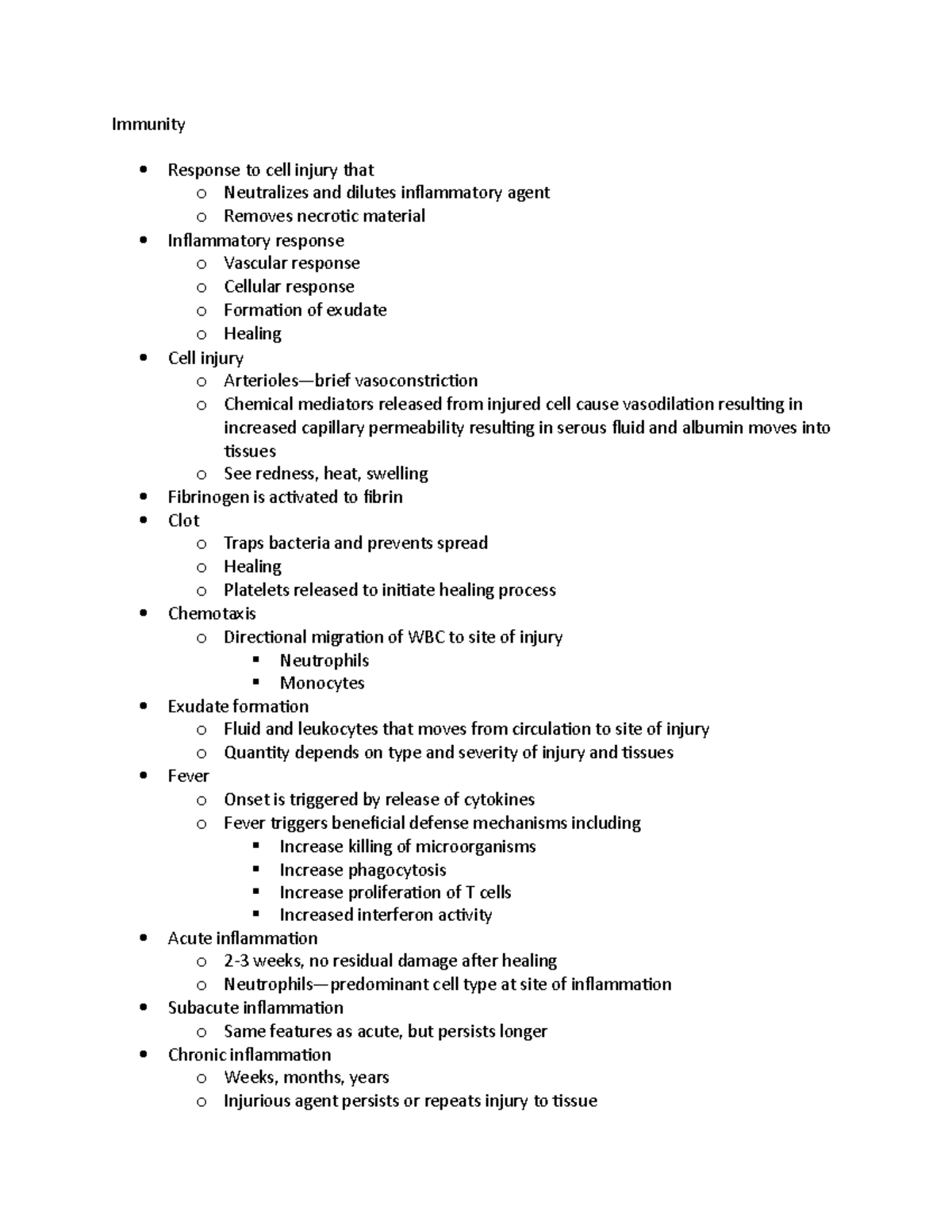 Immunity - notes - Immunity Response to cell injury that o Neutralizes ...