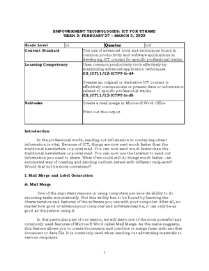 DLL- Emtech Quarter 2 WEEK1 - DAILY LESSON LOG IN SENIOR HIGH SCHOOL ...