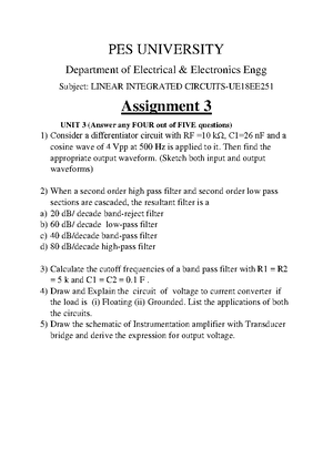 Specialized IC Applications LIC UNIT 4 - Lecture notes 35-46 - Linear ...