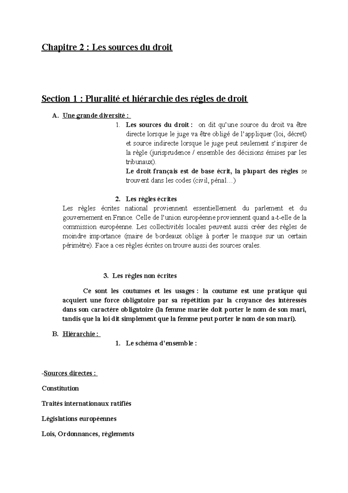 Support theme 1 chap2 les sources du droit - Chapitre 2 : Les sources ...